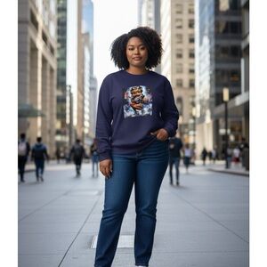 Betty Boop Navy Blue Graphic Men Sweatshirt Size Medium